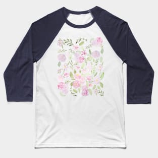 pink flowers and leaves pattern Baseball T-Shirt